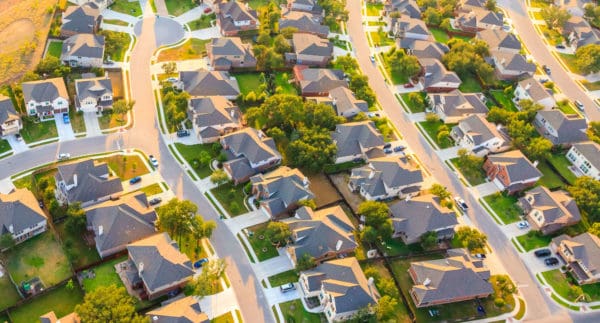 aerial view of homes in a neighborhood
